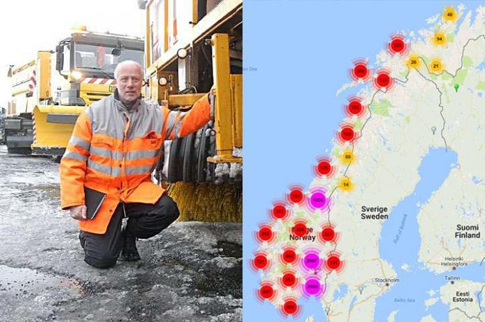Til venstre: Torgeir Vaa i Statens vegvesen. Til høyre: Eksempel på oversikt over antall bilberginger gjennom et halvår. Foto: Statens vegvesen