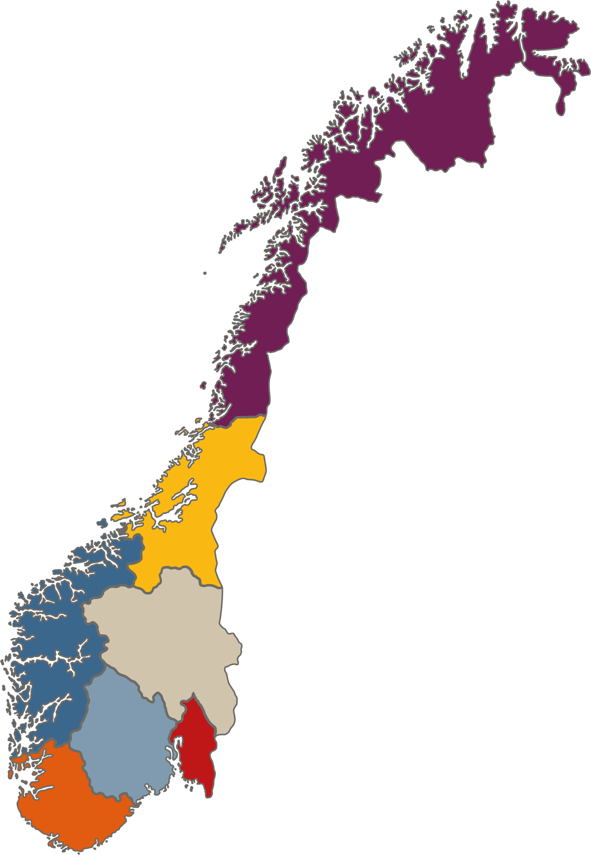 Kart over regioner