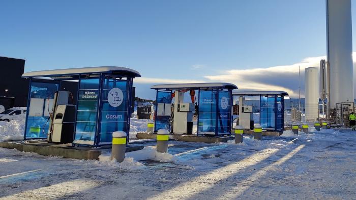 Gasum har åpnet Norges sørligste fyllestasjon for biogass i Kristiansand