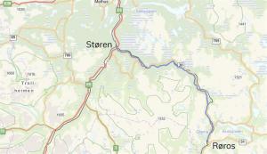 Kart som viser strekningen