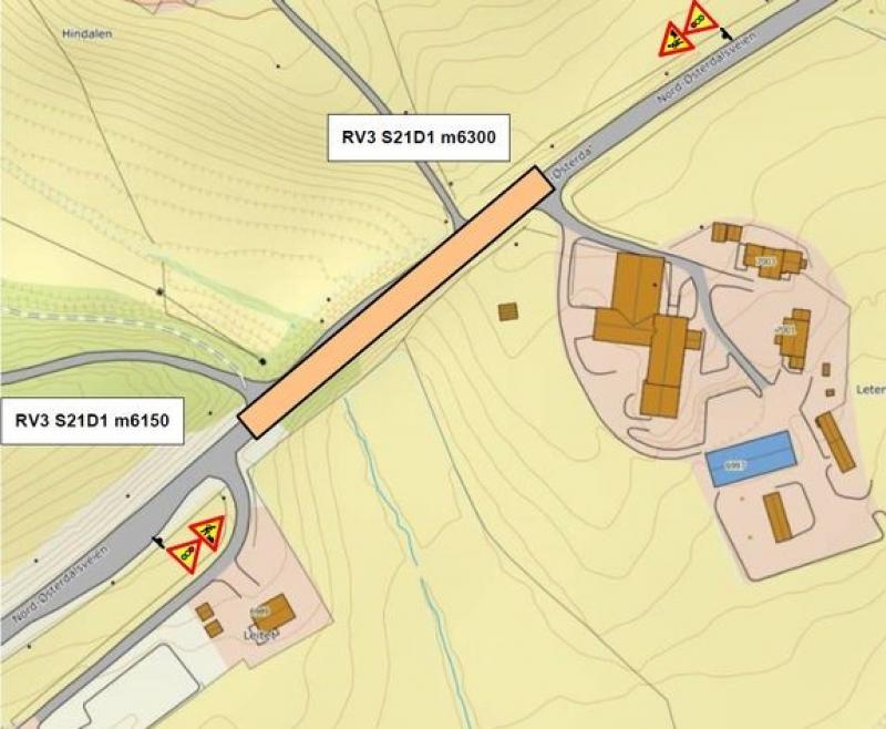 Det etableres midlertidig interimvei for den lokale personbiltrafikken, mens gjennomgangstrafikken og tungtransporten må belage seg på omkjøring via E6