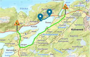 Kart over omkjøringsrute