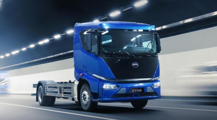 BYD T8: En 19 tonn el-lastebil fra BYD kommer i løpet av 2021. Foto: BYD