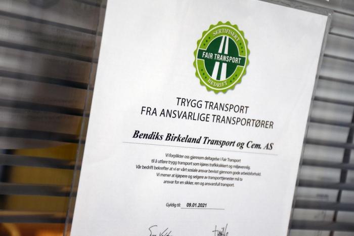 Bendiks Transport ble Fair Transport-sertifisert januar 2020. Foto: Stein Inge Stølen