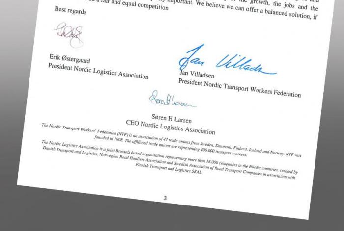 Brevet er signert av ledelsen i NLA og NTF. Foto: Skjermdump