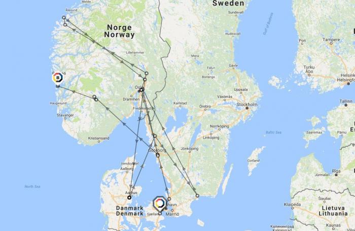 Gjennom Cabotagestudien er det registrert flere hundre tusen observasjoner av utenlandske lastebiler i Norden. Foto: Skjermdump, Cabotagestudien.se