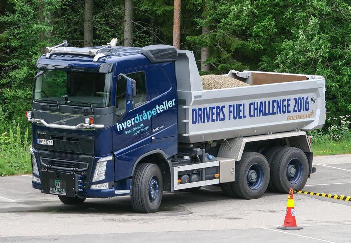 Konkurransebilen var en Volvo FH 540 dumperbil med totalvekt på 26 tonn, med Volvo Dynamic Steering. Foto: Volvo Trucks