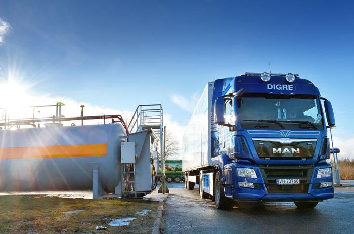 Dette blir sannsynligvis den første MAN-lastebilen på HVO i kommersiell drift noensinne. Foto: Stein Inge Stølen
