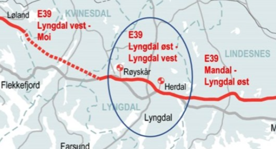 E39 forbi Lyngdal