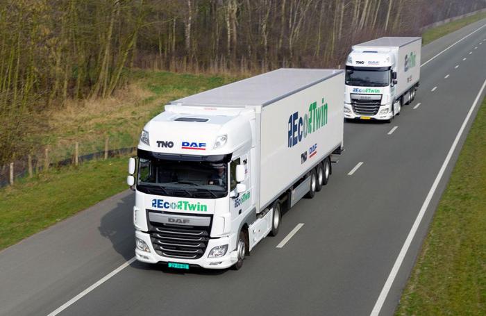 DAF er en av de seks produsentene som deltar i Rotterdam-eksperimentet. De har allerede lansert sitt eget Eco Twin-system. Foto: DAF Trucks