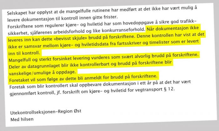 Statens vegvesen gikk i slutten av november til anmeldelse av Vlantana Norge. Her er et utdrag av tilsynsrapporten, Lastebil.nos uthevelser.