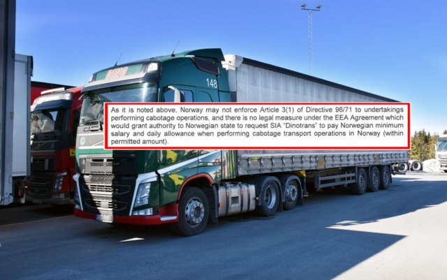 Dinotrans mener norsk minstelønn er ulovlig