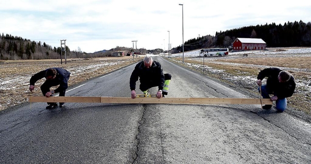 22 cm høydeforskjell i vegbanen