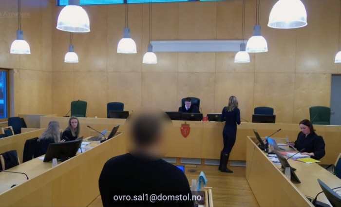 En rekke sjåfører avlegger nå forklaring i Øvre Romerike Tingrett. De mener det har foregått systematisk underbetaling i Vlantana Norge. Foto: Skjermdump fra videolink