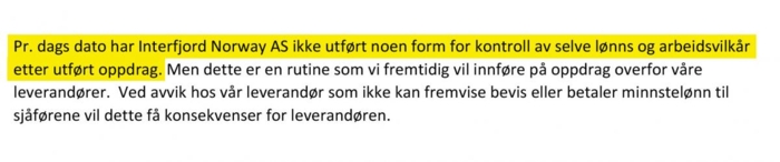 I dette svarbrevet til Arbeidstilsynet er bedriften tydelige på at det aldri har vært praktisert påseplikt. Foto: Faksimile, Arbeidstilsynet