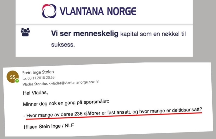 Ifølge Vlantana Norges hjemmesider er «menneskelig kapital» nøkkelen til suksess. Daværende daglig leder vil ikke oppgi detaljer knyttet til sjåførenes stillingsbrøk. Foto: Skjermdump fra Vlantananorge.no og e-post