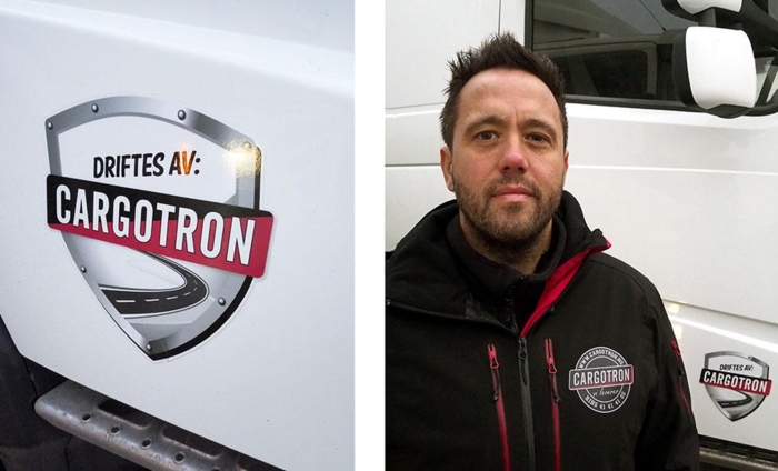 Det lille ”våpenskjoldet” avslører at bilen kommer fra Cargotron. Foto: Jan Harry Svendsen