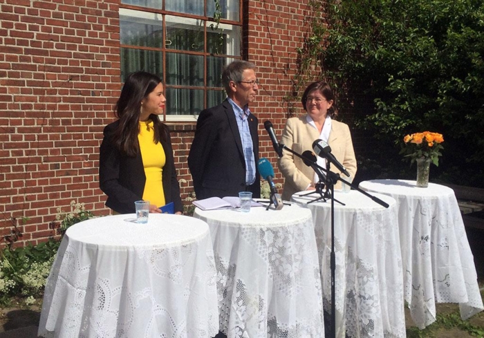 Oslopakke 3-avtalen ble lagt frem av byråd Lan Marie N.Berg, (MDG) veidirektør Terje Moe Gustavsen, fylkesordfører Anette Solli (H). Foto: J. Kristian Bjerke