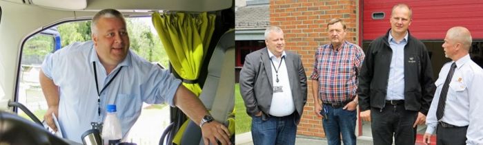 PÅ TUR: Bård Hoksrud (f.v.) Åge Widme, Ketil Solvik-Olsen og Geir Johan Rydland ved Otta Trafikkstasjon. Foto: Guttorm Tysnes-NLF