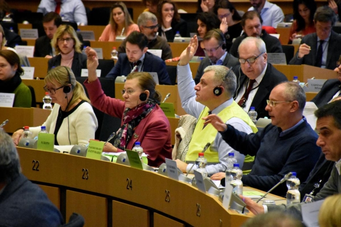 NLF var til stede under den kontroversielle avstemningen i januar 2019, der østeuropeiske representanter saboterte prosessen ved å legge frem hundrevis av alternative forslag bare timer i forkant. Stemningen var mildt sagt amper. Foto: Stein Inge Stølen