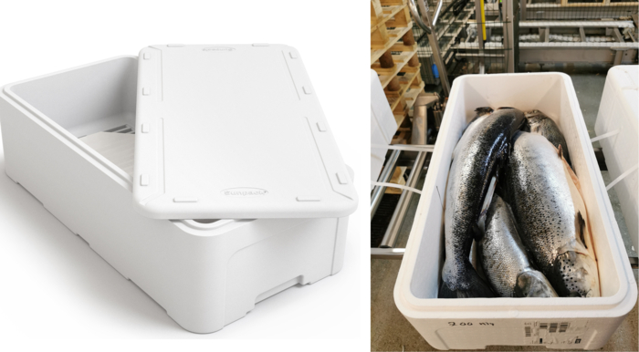 Forhindrer avrenning: Med denne kassen kunne man fraktet fisk og samtidig forhindre avrenning på veiene. Den har rist i bunnen hvor smeltevannet renner ned, og fisken derfor blir ikke liggende i vann. Foto: Br. Sunde