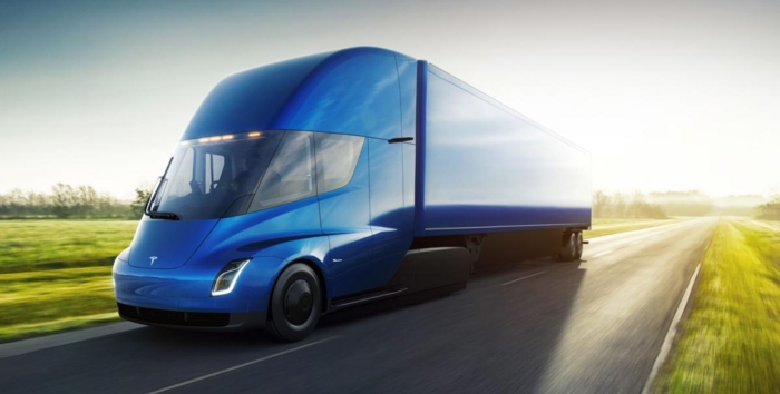 Tesla Semi ble offentliggjort i november 2017. Foto: Tesla
