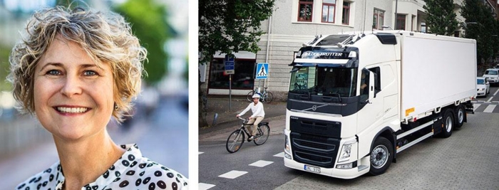 Formann i den danske havarikommisjonen, Mette Fynbo, peker på flere virkemidler som kan redusere blindsoneulykker. Foto: Christoffer Askman / Volvo
